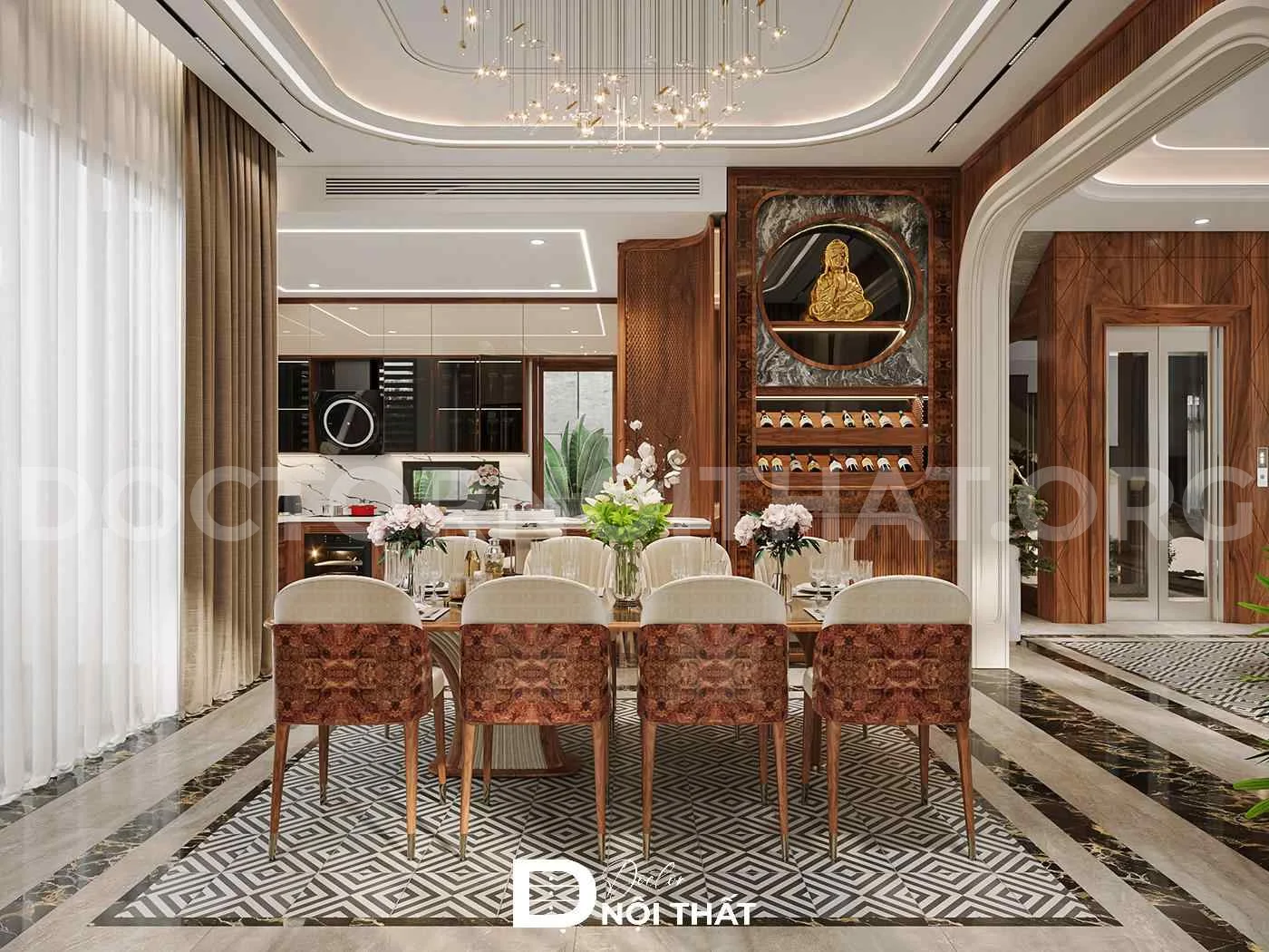 Dự án thiết kế nội thất biệt thự gỗ óc chó tại Nghệ An – anh Phúc