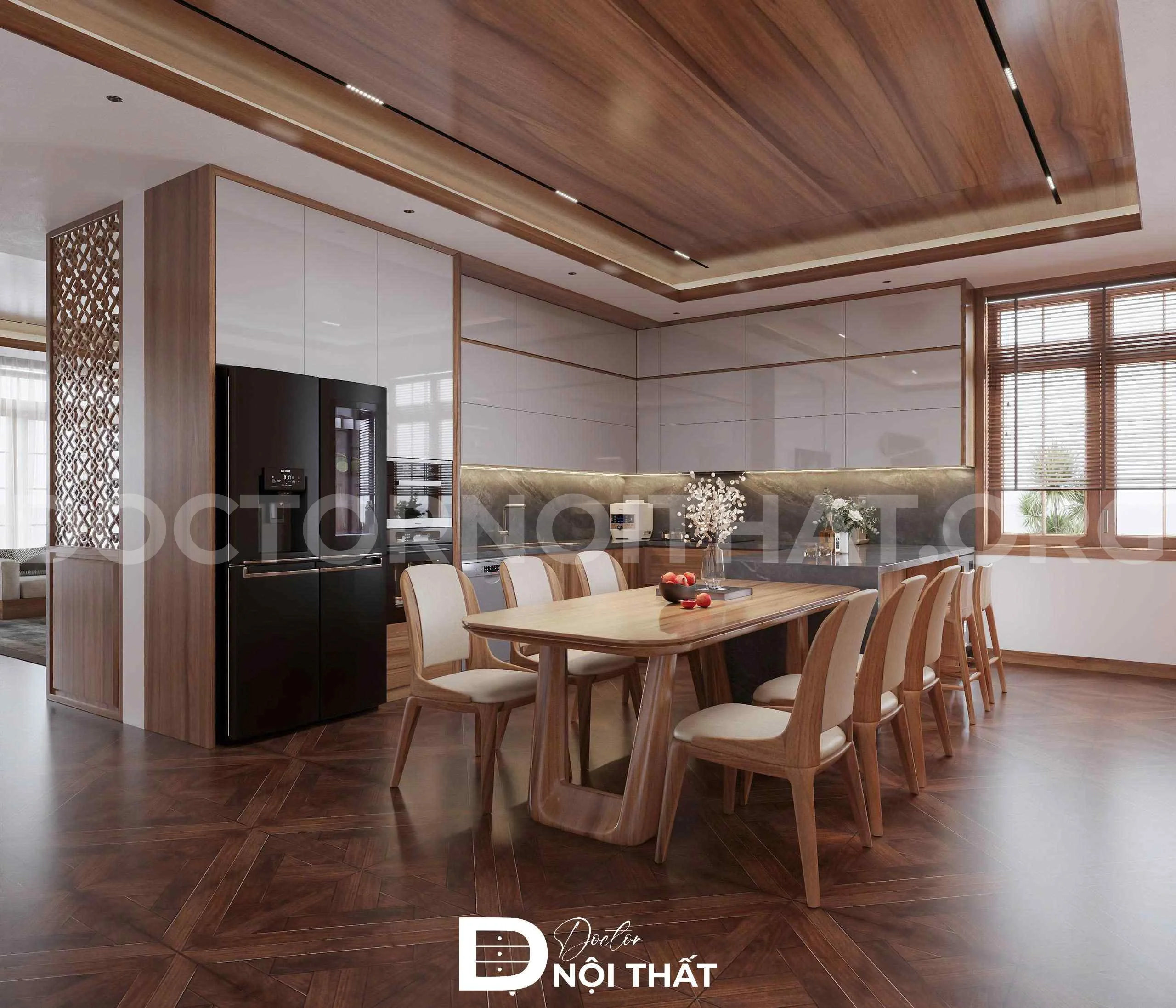 Dự án thiết kế nội thất biệt thự hiện đại gỗ tự nhiên tại Hưng Yên