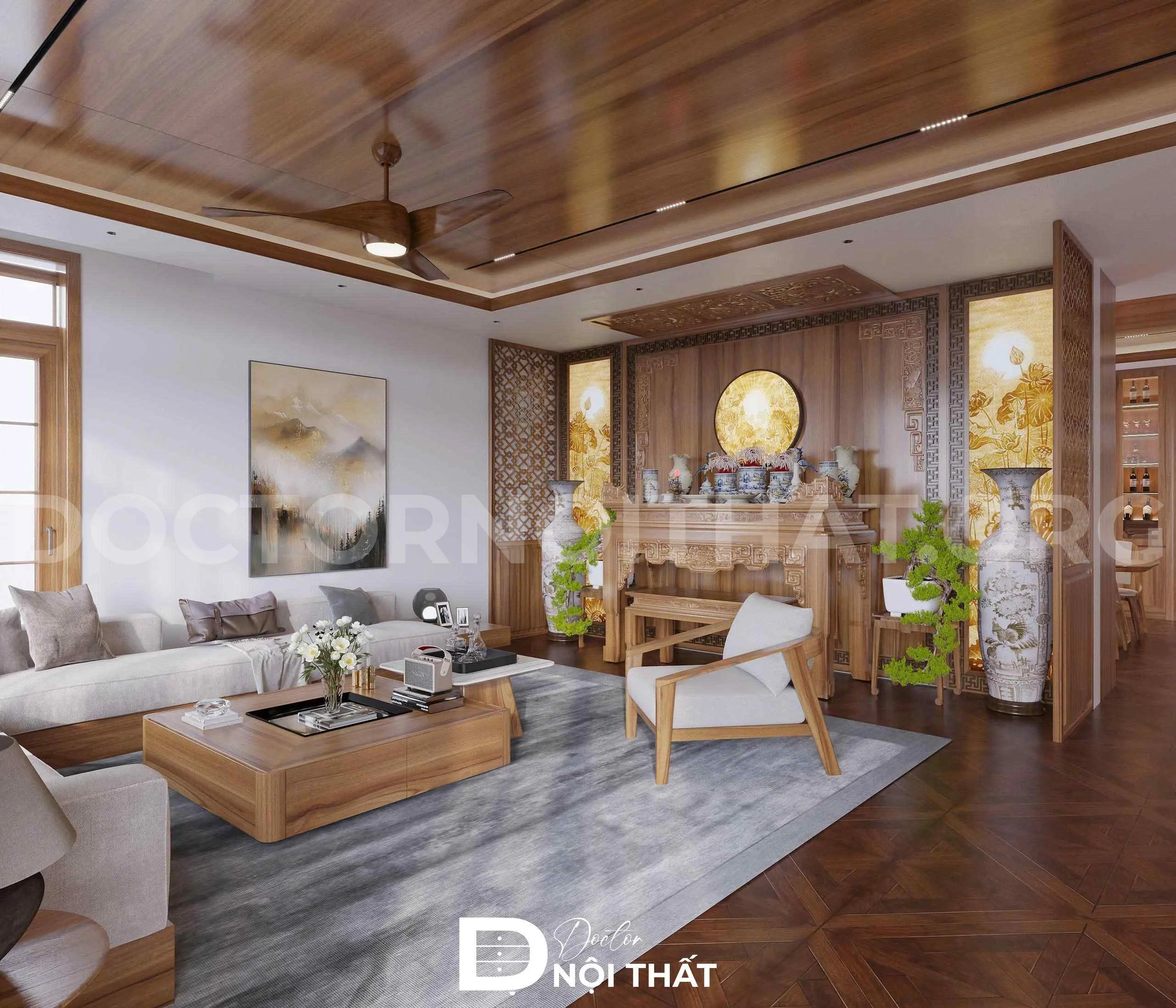 Dự án thiết kế nội thất biệt thự hiện đại gỗ tự nhiên tại Hưng Yên - Ảnh 5