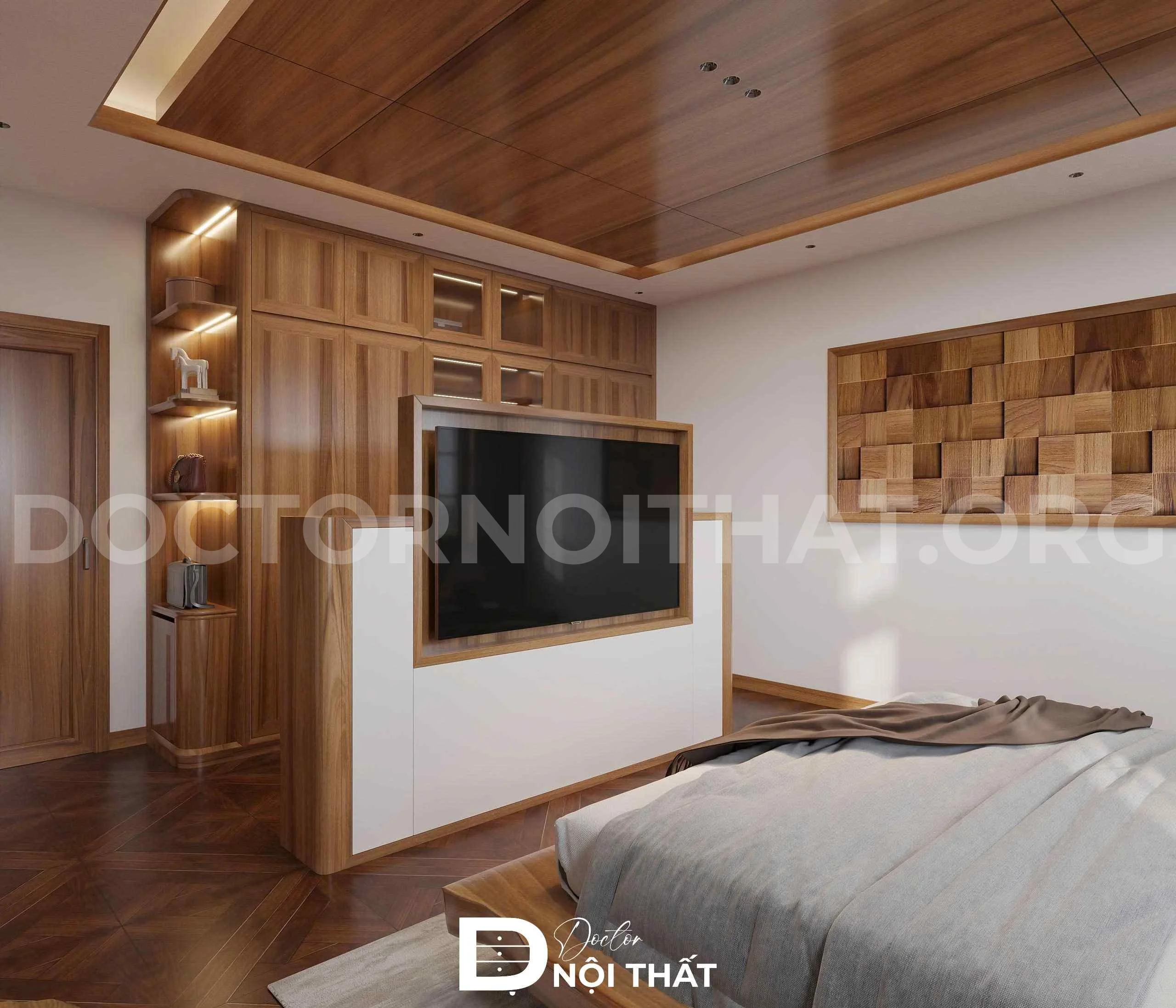 Dự án thiết kế nội thất biệt thự hiện đại gỗ tự nhiên tại Hưng Yên - Ảnh 9