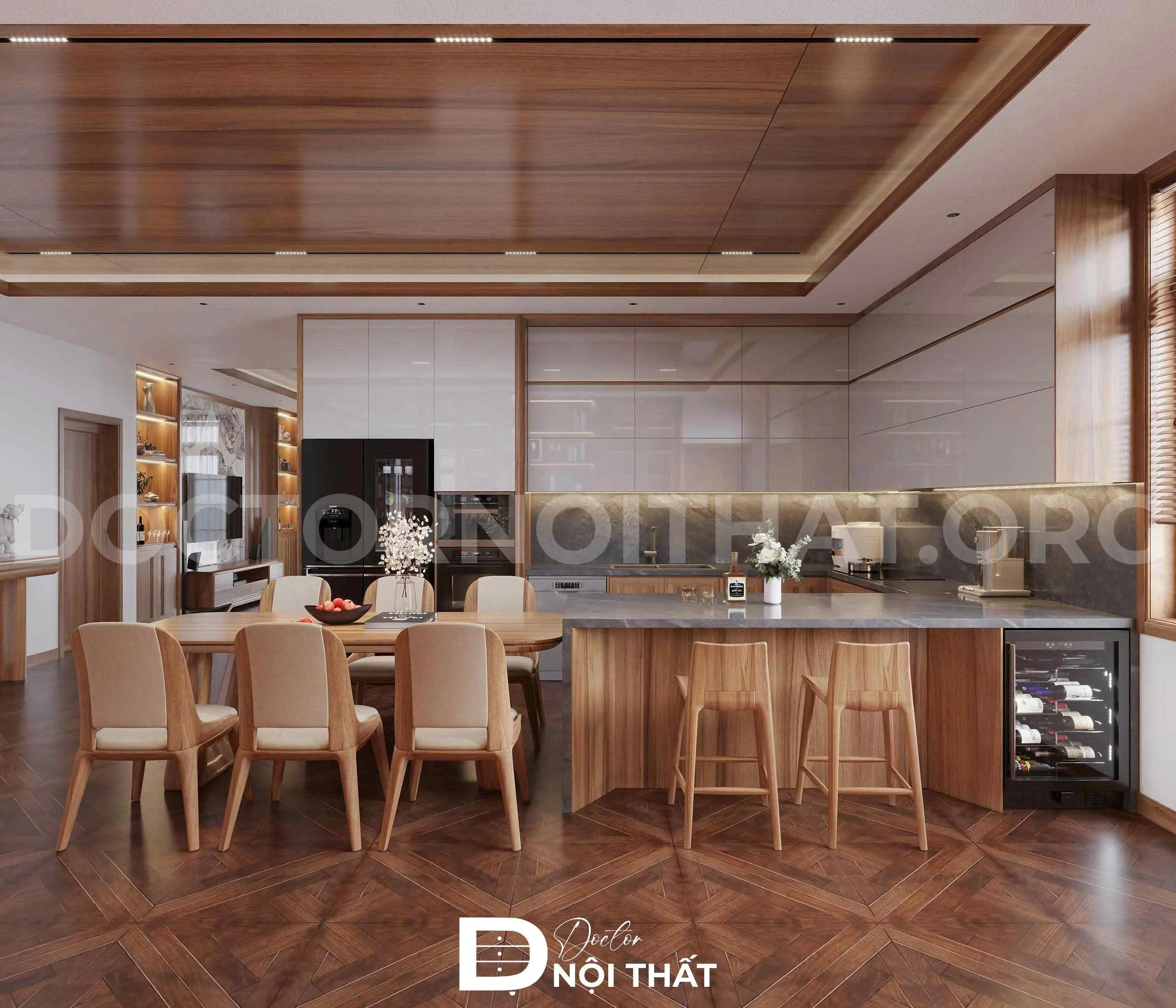 Dự án thiết kế nội thất biệt thự hiện đại gỗ tự nhiên tại Hưng Yên - Ảnh 10