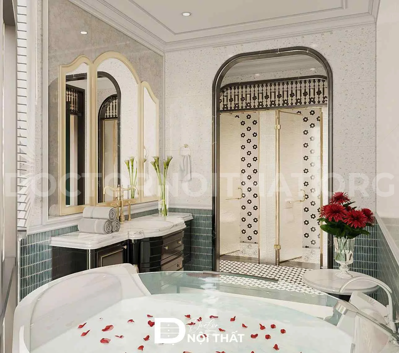 Dự án thiết kế nội thất biệt thự Indochine 183m2 tại Thái Nguyên - Ảnh 2