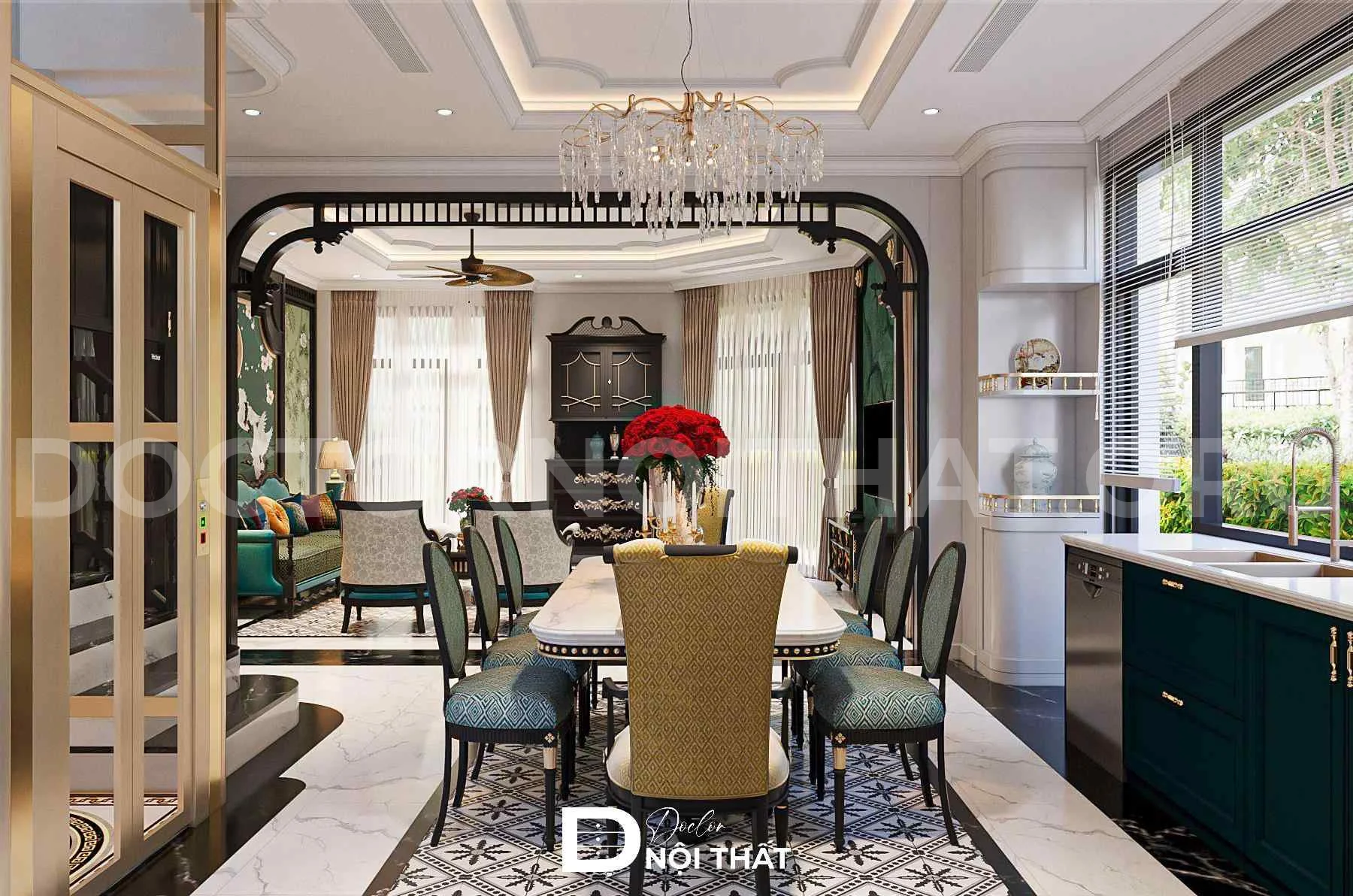 Dự án thiết kế nội thất biệt thự Indochine 183m2 tại Thái Nguyên - Ảnh 6
