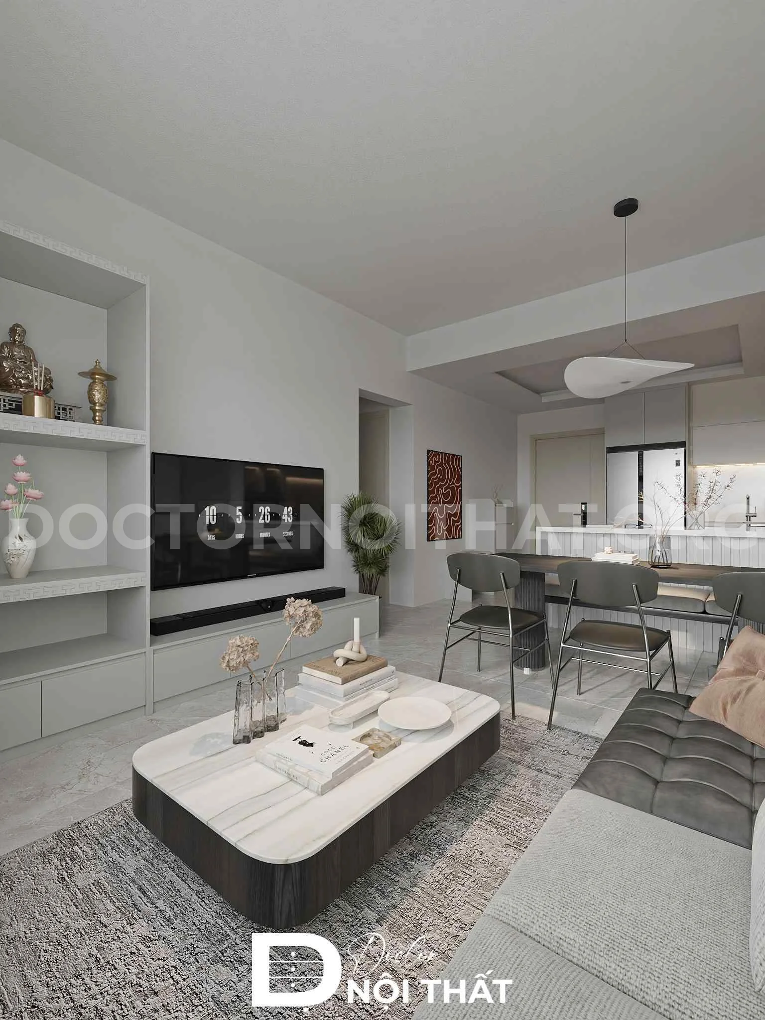 Dự án thiết kế nội thất chung cư 1 phòng ngủ 45m2 tối giản tại Imperial Sky Spark - Ảnh 2