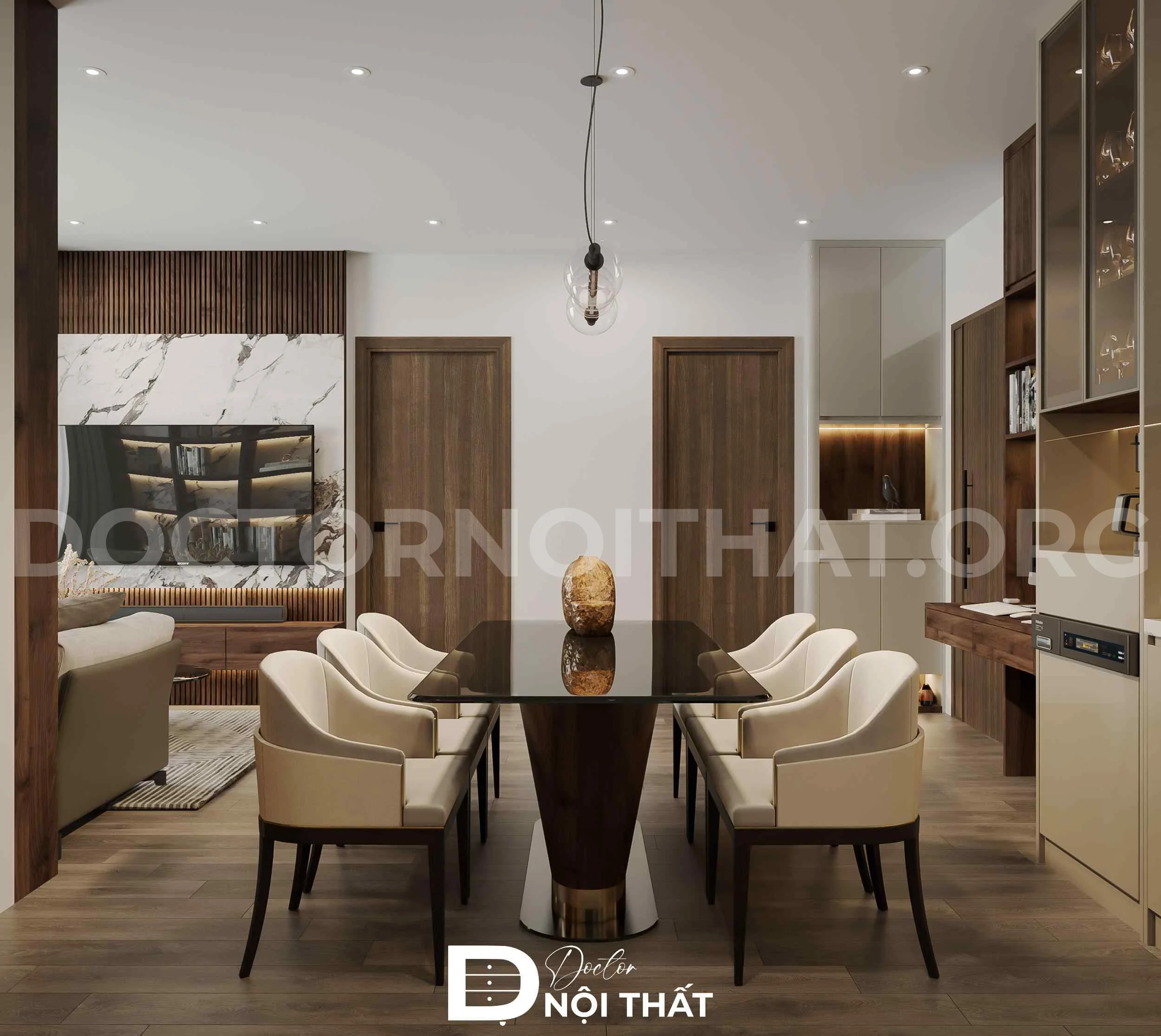 Dự án thiết kế nội thất chung cư 2 phòng ngủ phong cách Luxury – anh Hiếu - Ảnh 2