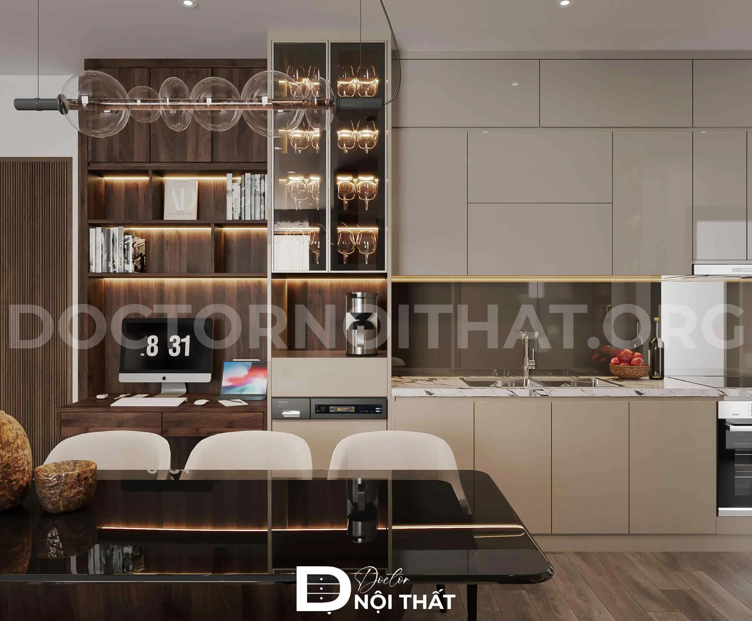 Dự án thiết kế nội thất chung cư 2 phòng ngủ phong cách Luxury – anh Hiếu - Ảnh 3