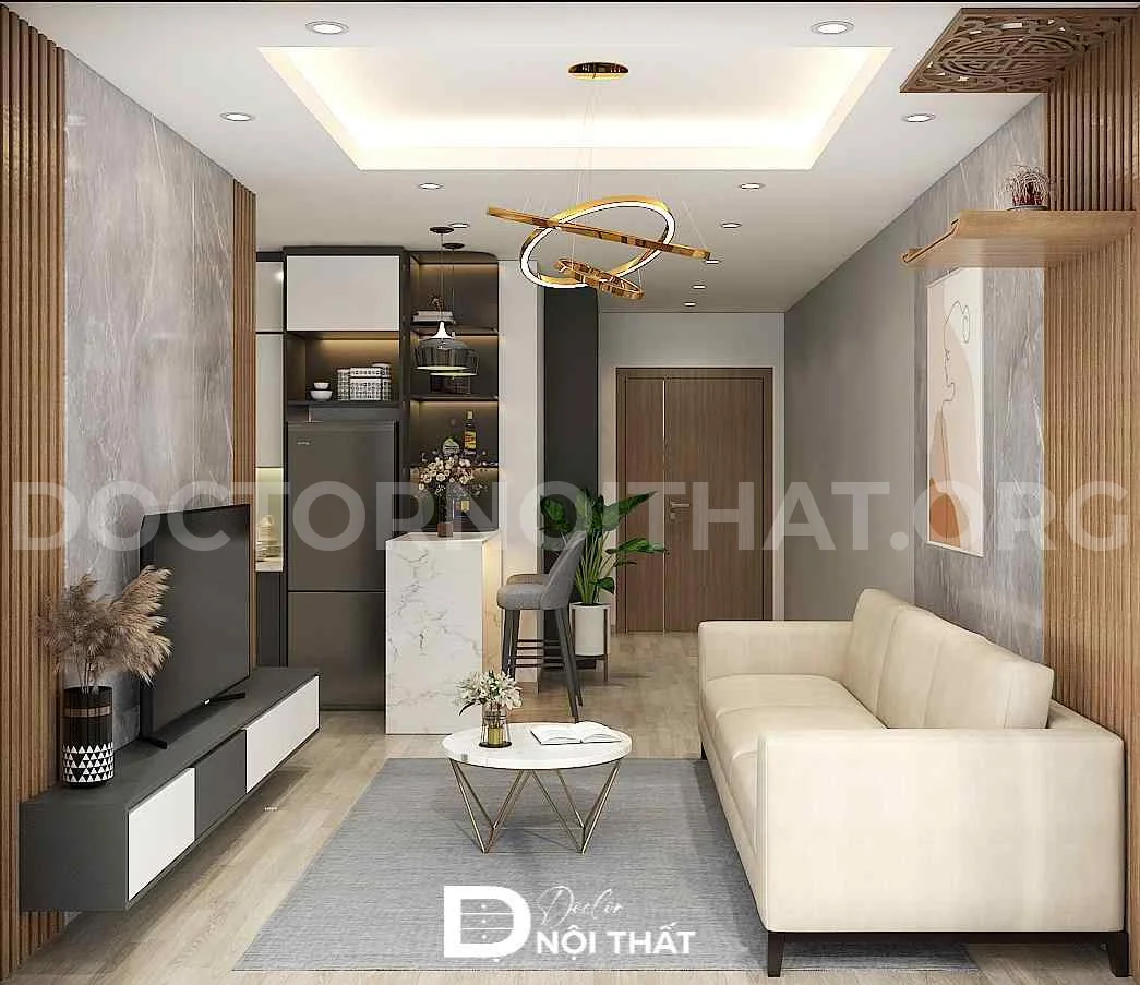 Dự án thiết kế nội thất chung cư 55m2 tại Mipec Kiến Hưng