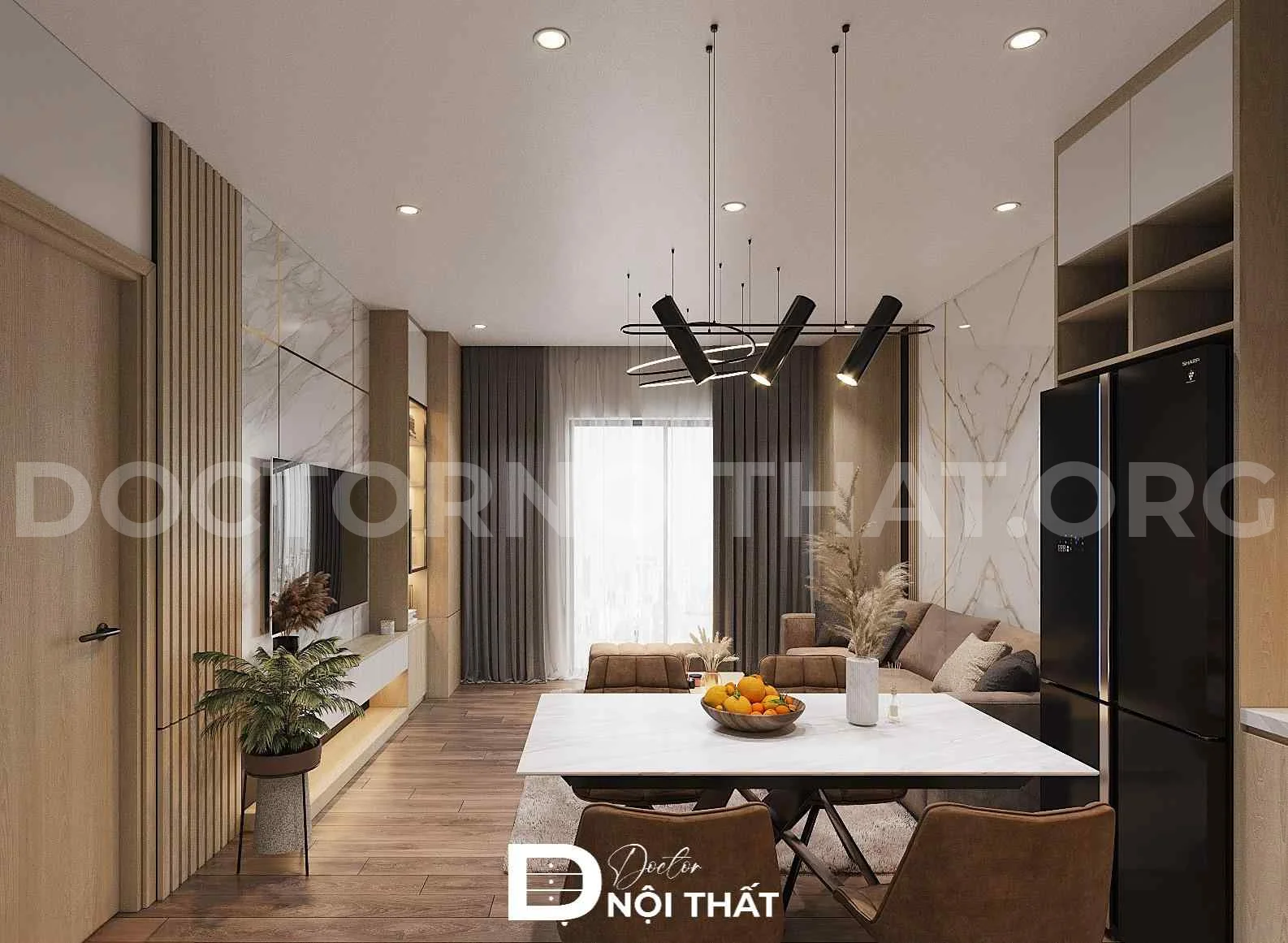 Dự án thiết kế nội thất chung cư 68m2 hiện đại tại Mipec Riverside - Ảnh 4