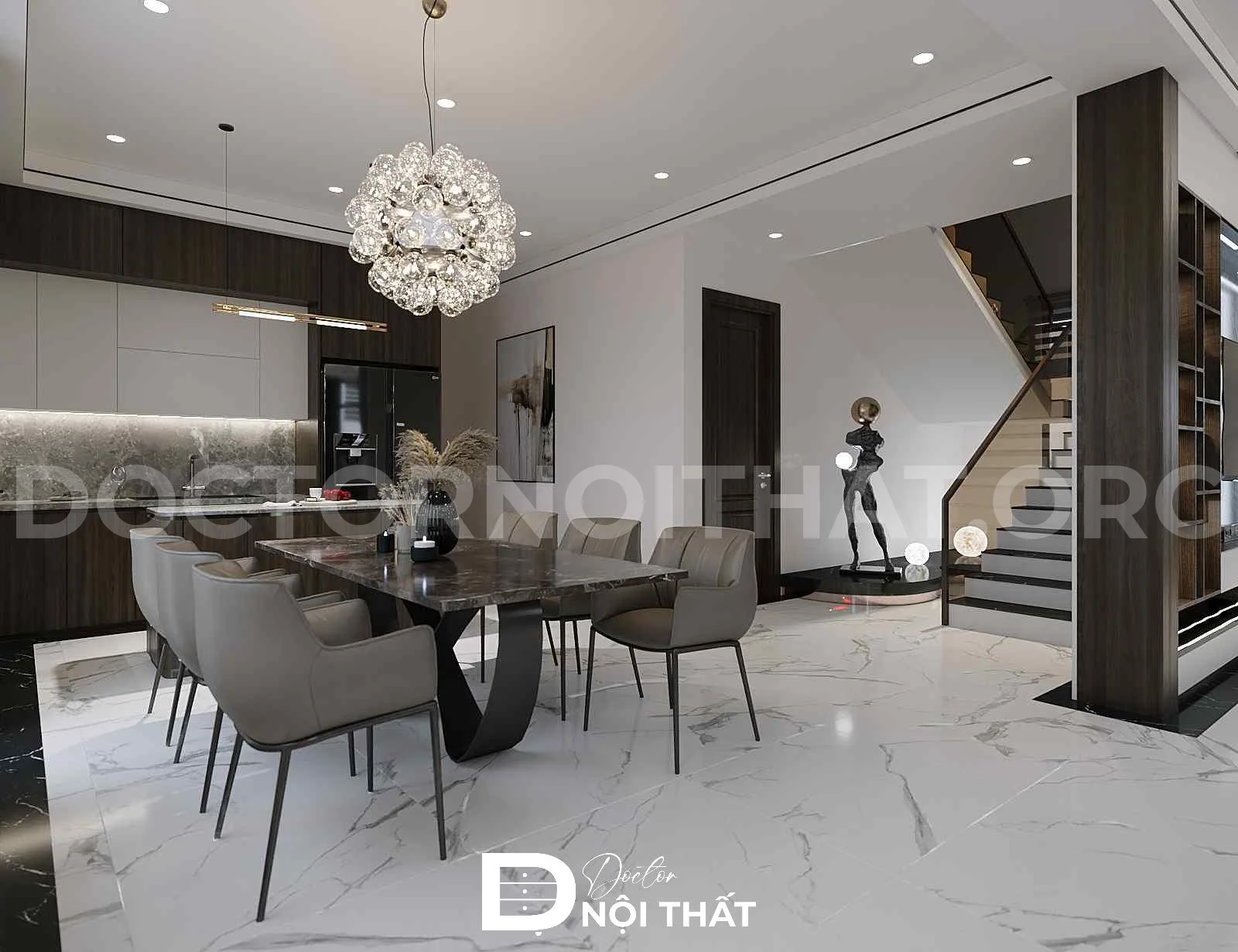 Dự án thiết kế nội thất nhà phố 3 tầng hiện đại 95m2 tại Thạch Thất - Ảnh 6
