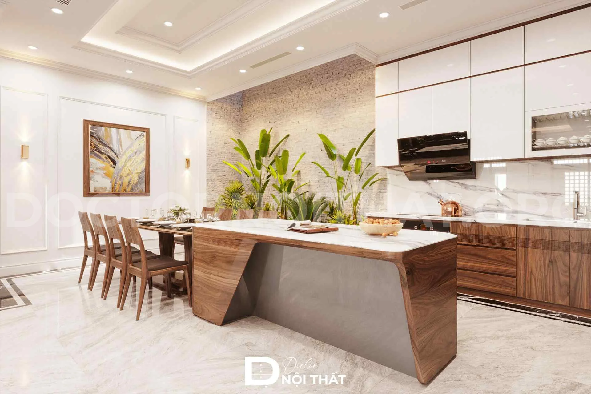 Dự án thiết kế nội thất nhà phố gỗ óc chó – anh Tiến - Ảnh 2