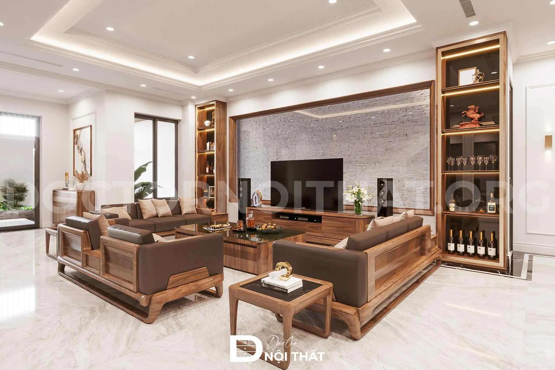 Dự án thiết kế nội thất nhà phố gỗ óc chó – anh Tiến - Ảnh 3