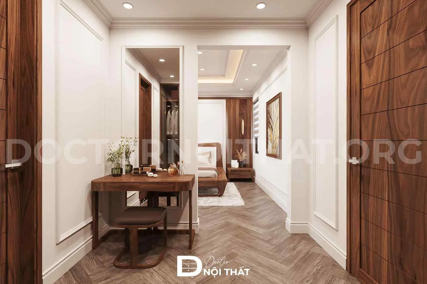 Dự án thiết kế nội thất nhà phố gỗ óc chó – anh Tiến - Ảnh 5