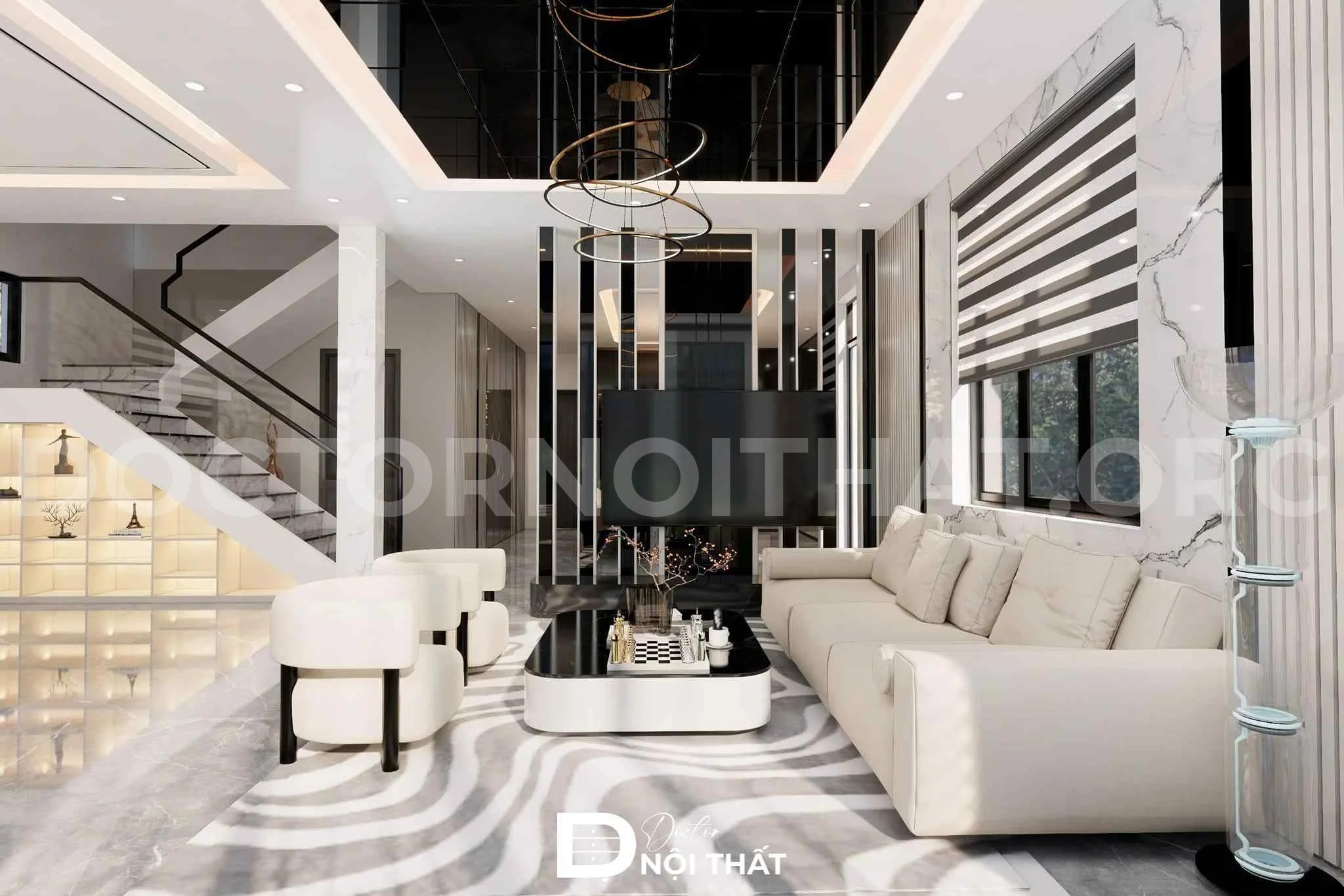 Dự án thiết kế nội thất nhà phố hiện đại tại Hoài Đức - Ảnh 3