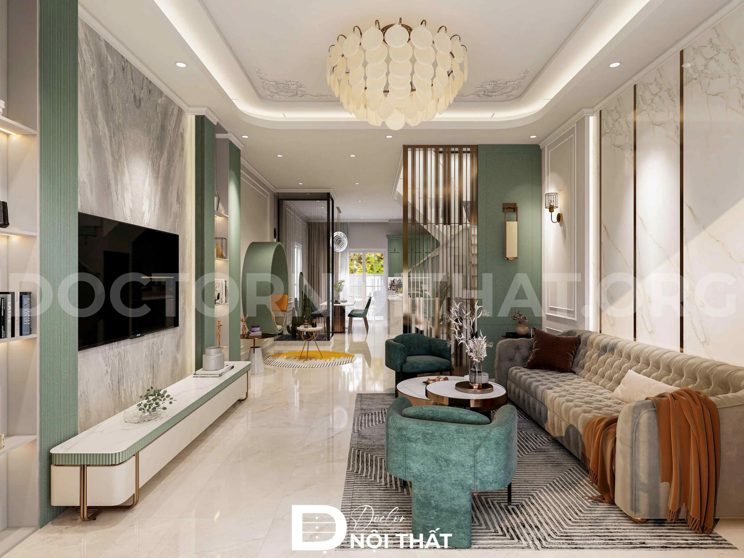 Dự án thiết kế nội thất nhà phố tân cổ điển 5 tầng - Ảnh 7