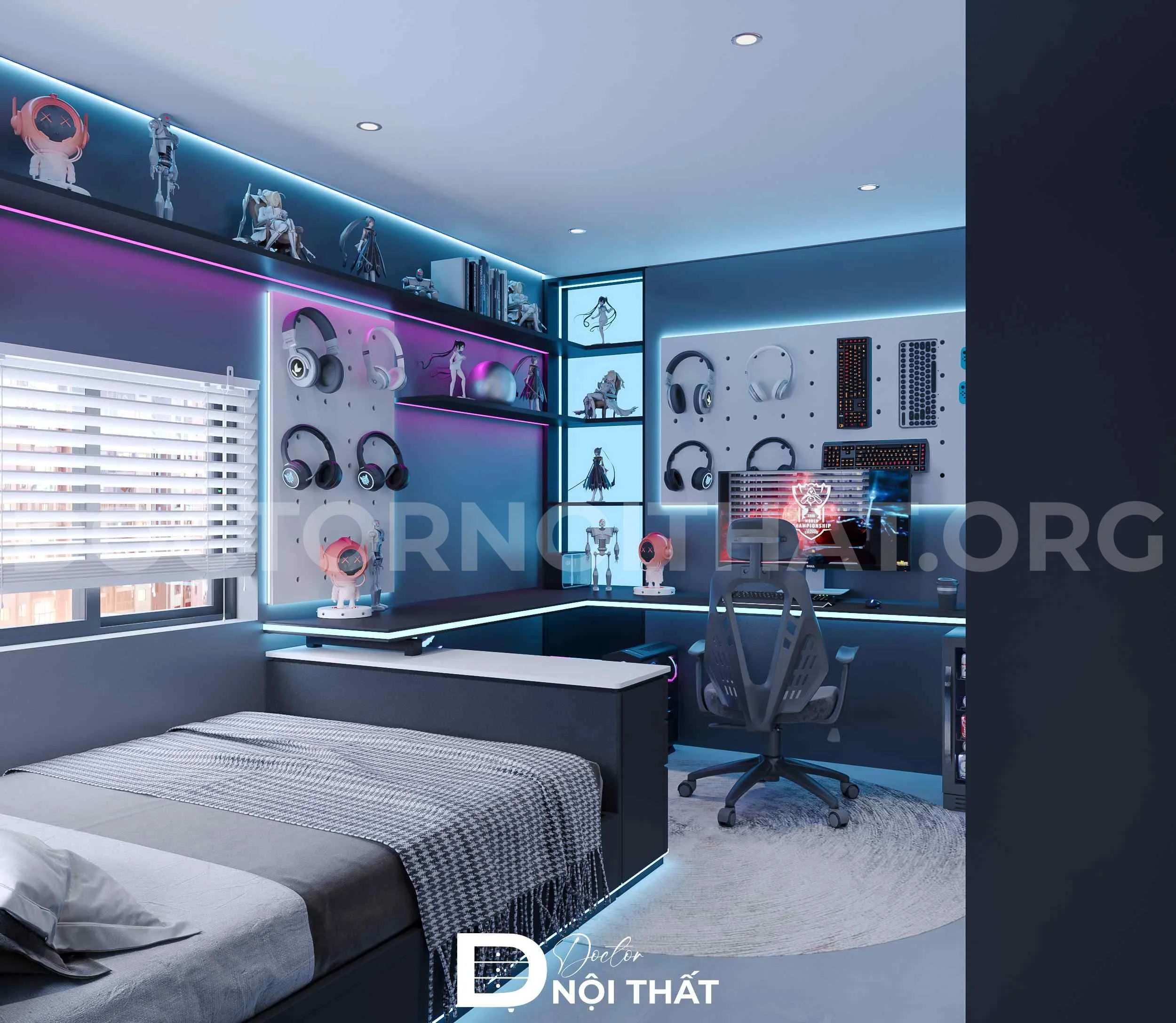 Dự án thiết kế phòng ngủ Gaming nhỏ đẹp cho em Hùng - Ảnh 2