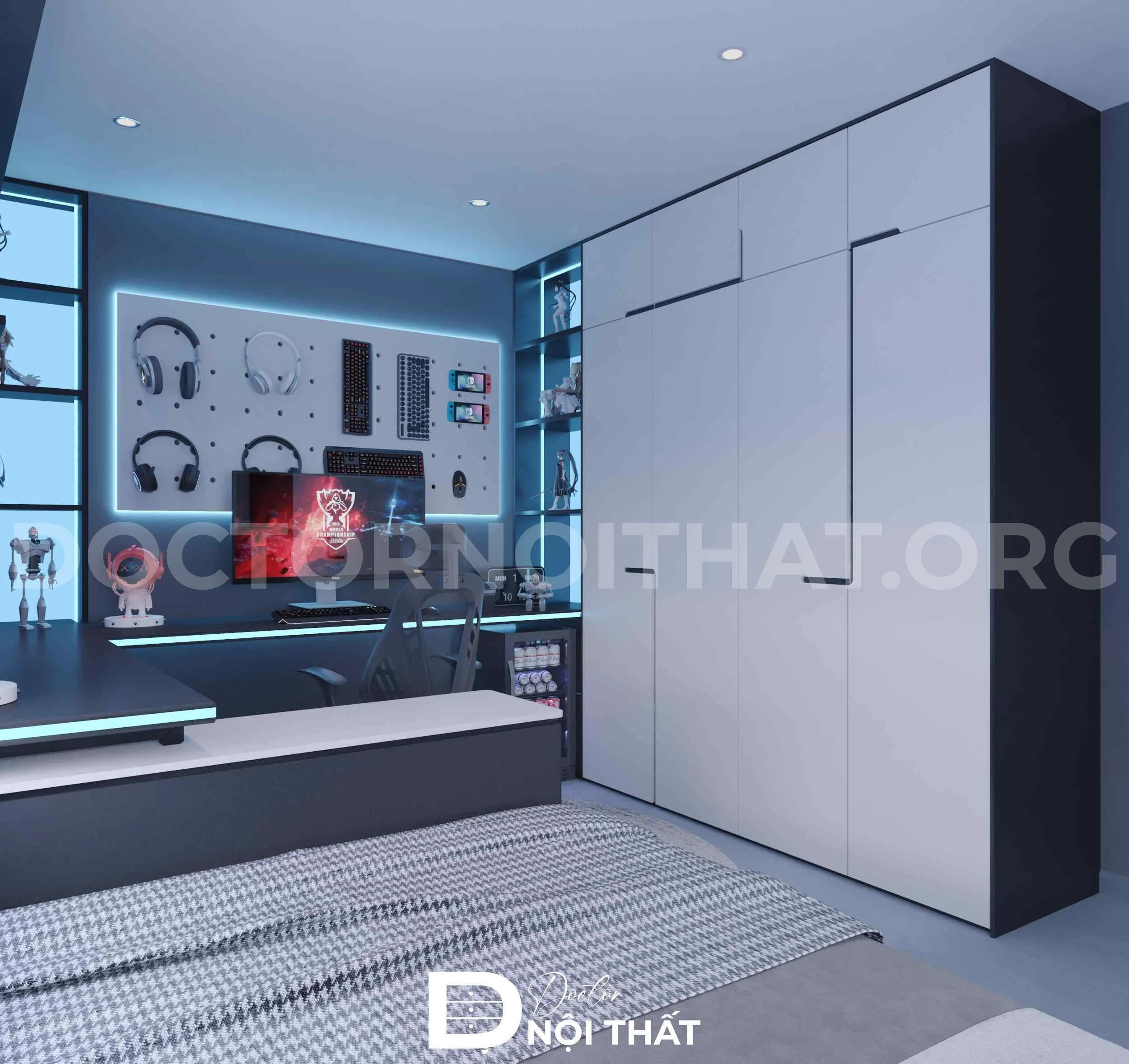 Dự án thiết kế phòng ngủ Gaming nhỏ đẹp cho em Hùng - Ảnh 3