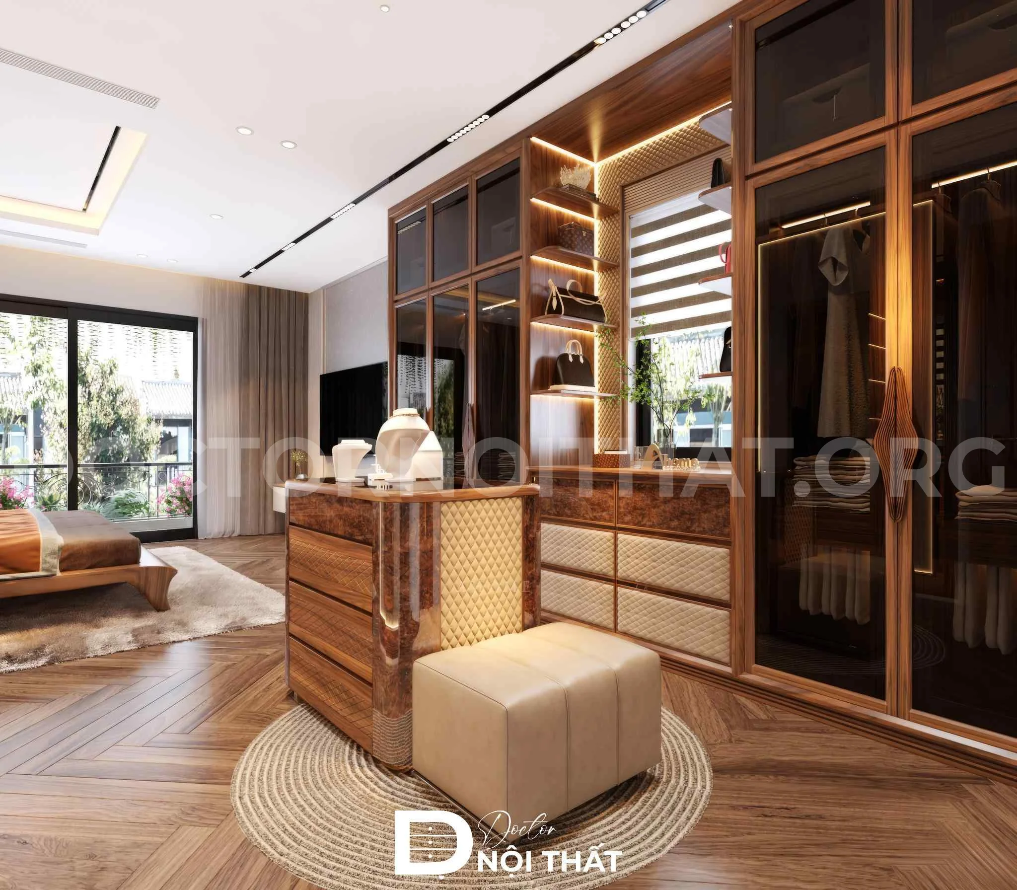 Dự án thiết kế phòng ngủ master nội thất gỗ óc chó tại Ba Vì - Ảnh 2