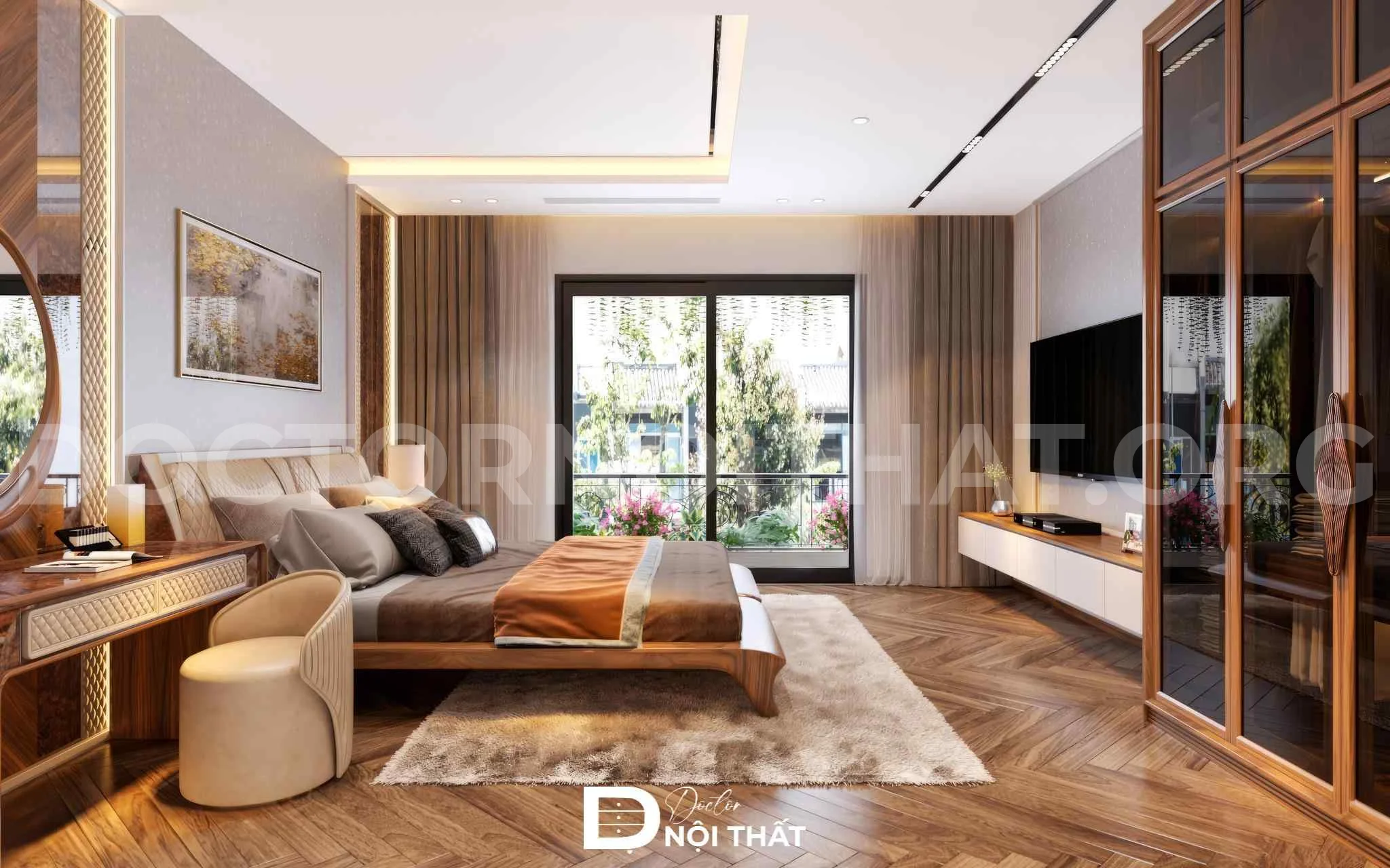 Dự án thiết kế phòng ngủ master nội thất gỗ óc chó tại Ba Vì - Ảnh 3