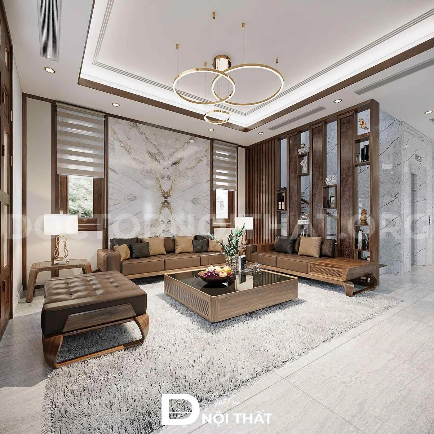 Dự án thiết kế thi công nội thất nhà phố full gỗ óc chó - Ảnh 2