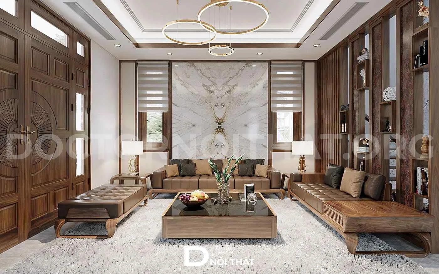 Dự án thiết kế thi công nội thất nhà phố full gỗ óc chó - Ảnh 3