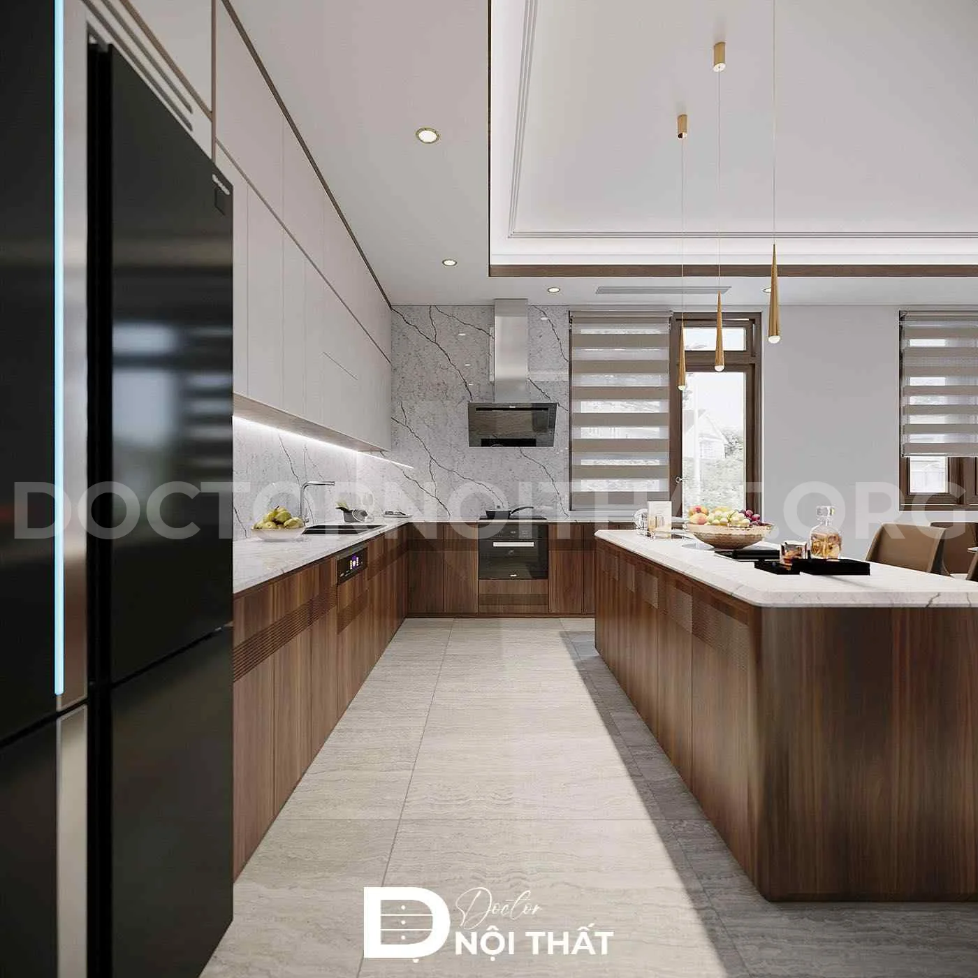 Dự án thiết kế thi công nội thất nhà phố full gỗ óc chó - Ảnh 5