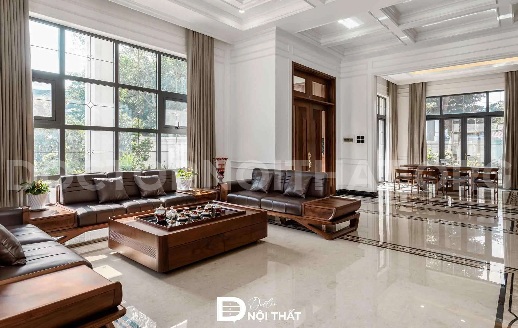 Dự án thi công trọn gói nội thất biệt thự cao cấp 200m2 sử dụng gỗ óc chó tại Vũng Tàu