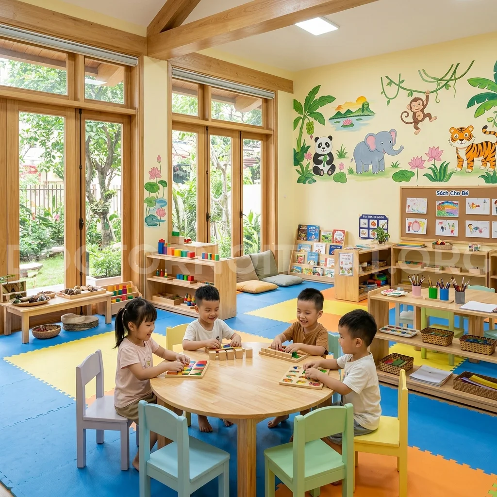 Phòng học trường mầm non phong cách Montessori