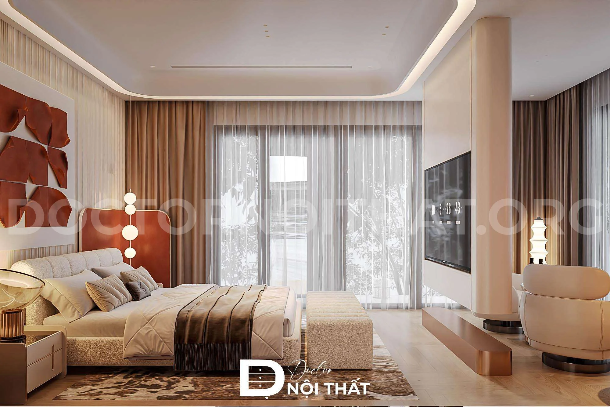 Ánh nắng tự nhiên được tận dụng trong phòng ngủ biệt thự