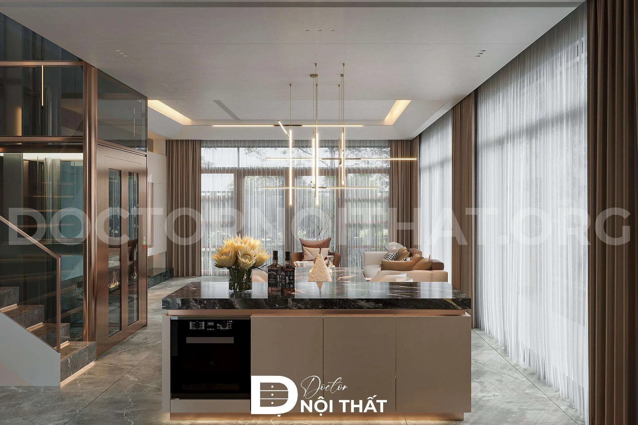 Bàn đảo bếp thông minh giúp gia chủ thuận tiện khi sinh hoạt