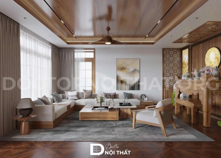 Dự án thiết kế nội thất biệt thự hiện đại gỗ tự nhiên tại Hưng Yên
