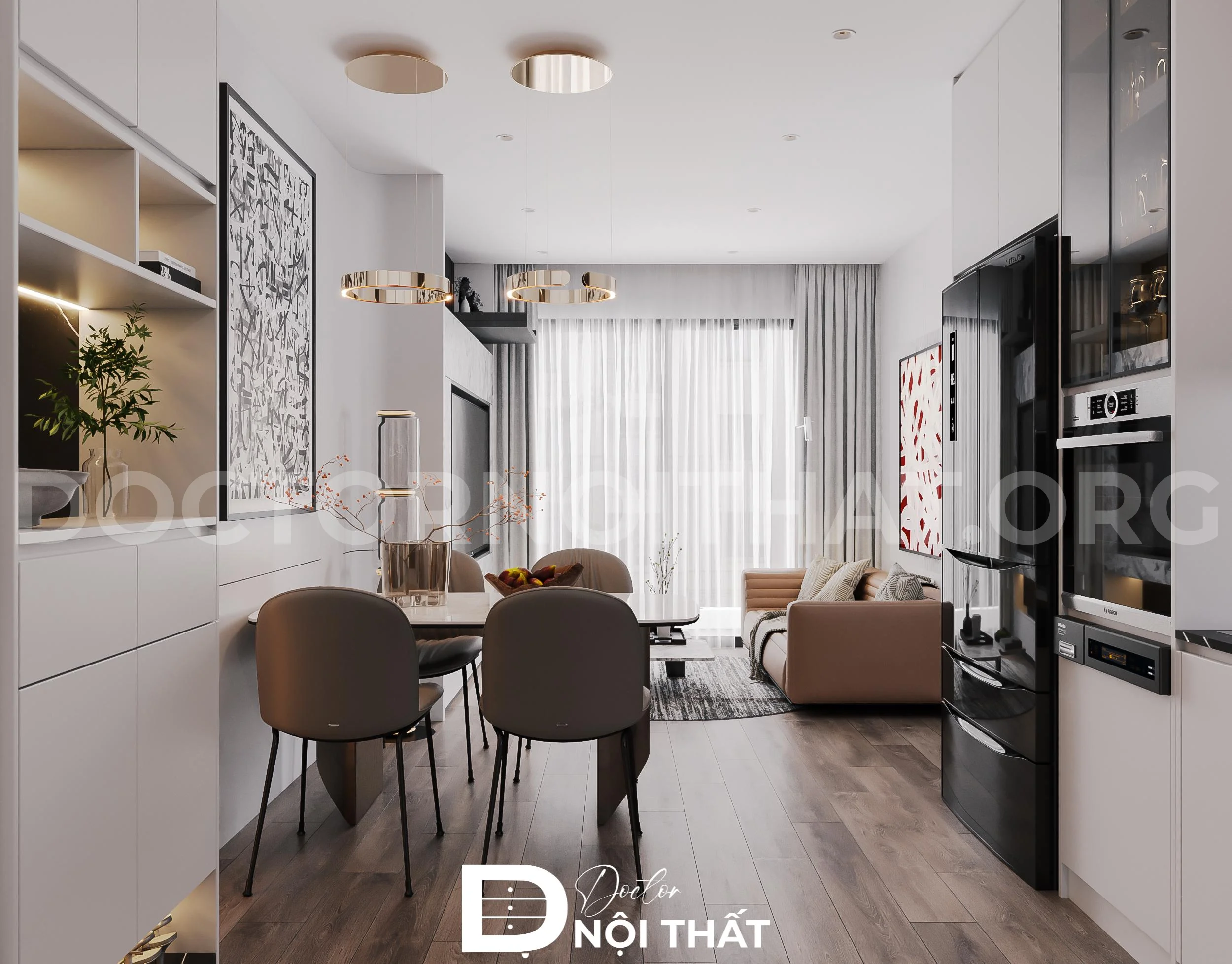 Thiết kế nội thất chung cư Hanoi Aqua Central cao cấp, tinh tế