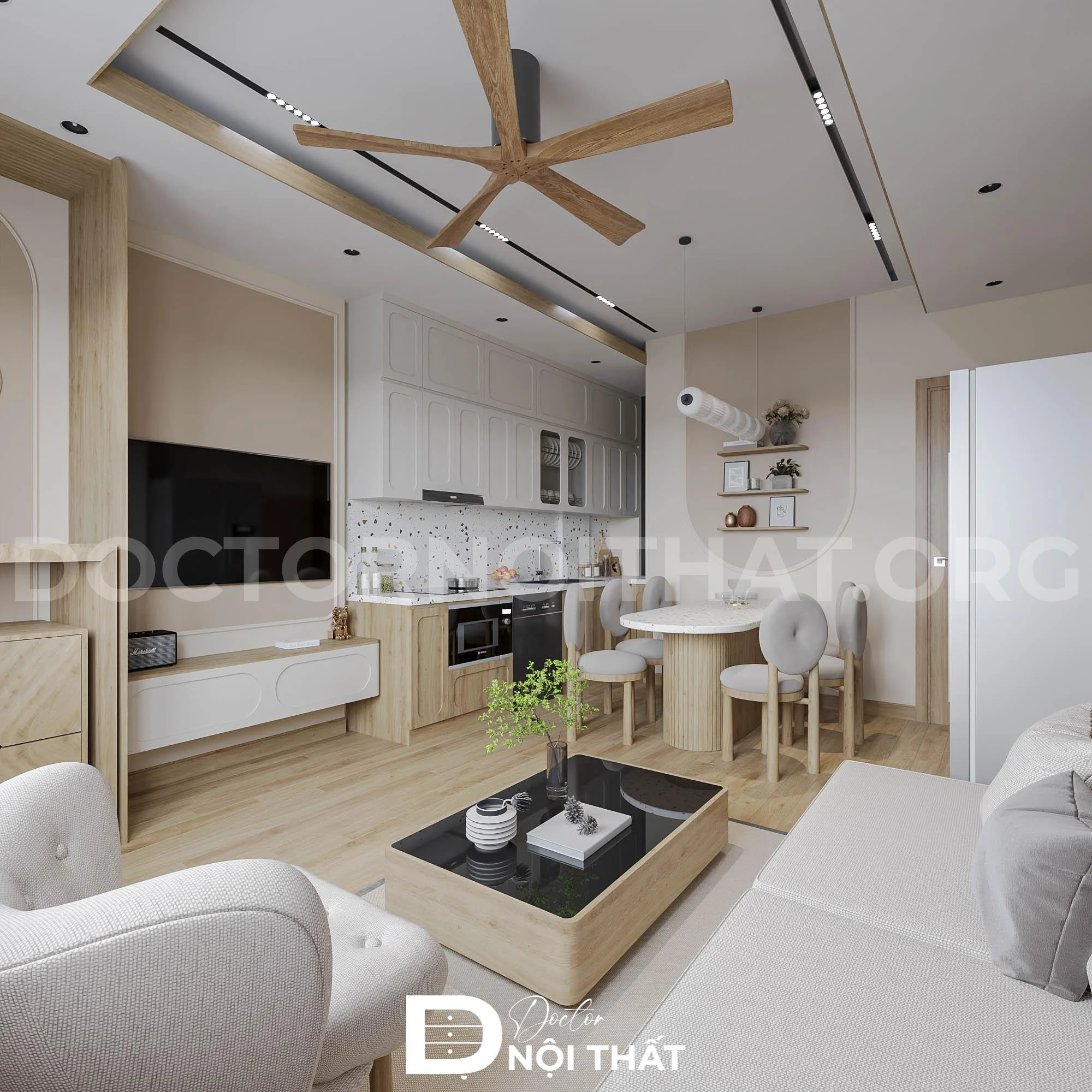 Thiết kế nội thất chung cư phong cách Japandi cho anh Dũng – Đội Cấn - Ảnh 9