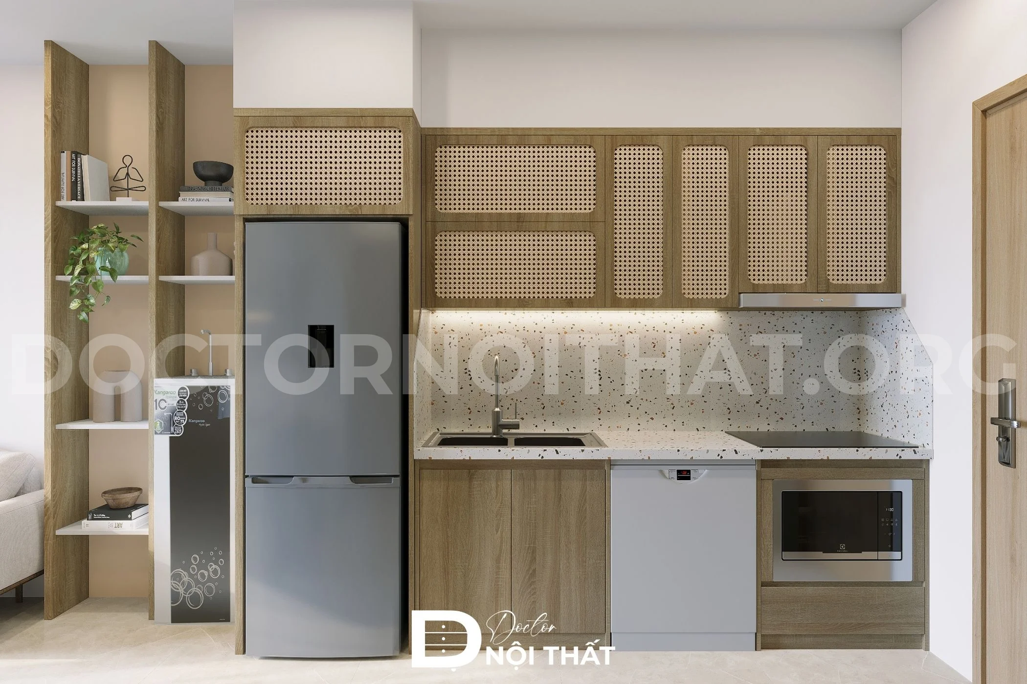 Bếp căn hộ phong cách Wabi Sabi ấm cúng tối giản và đầy cảm xúc