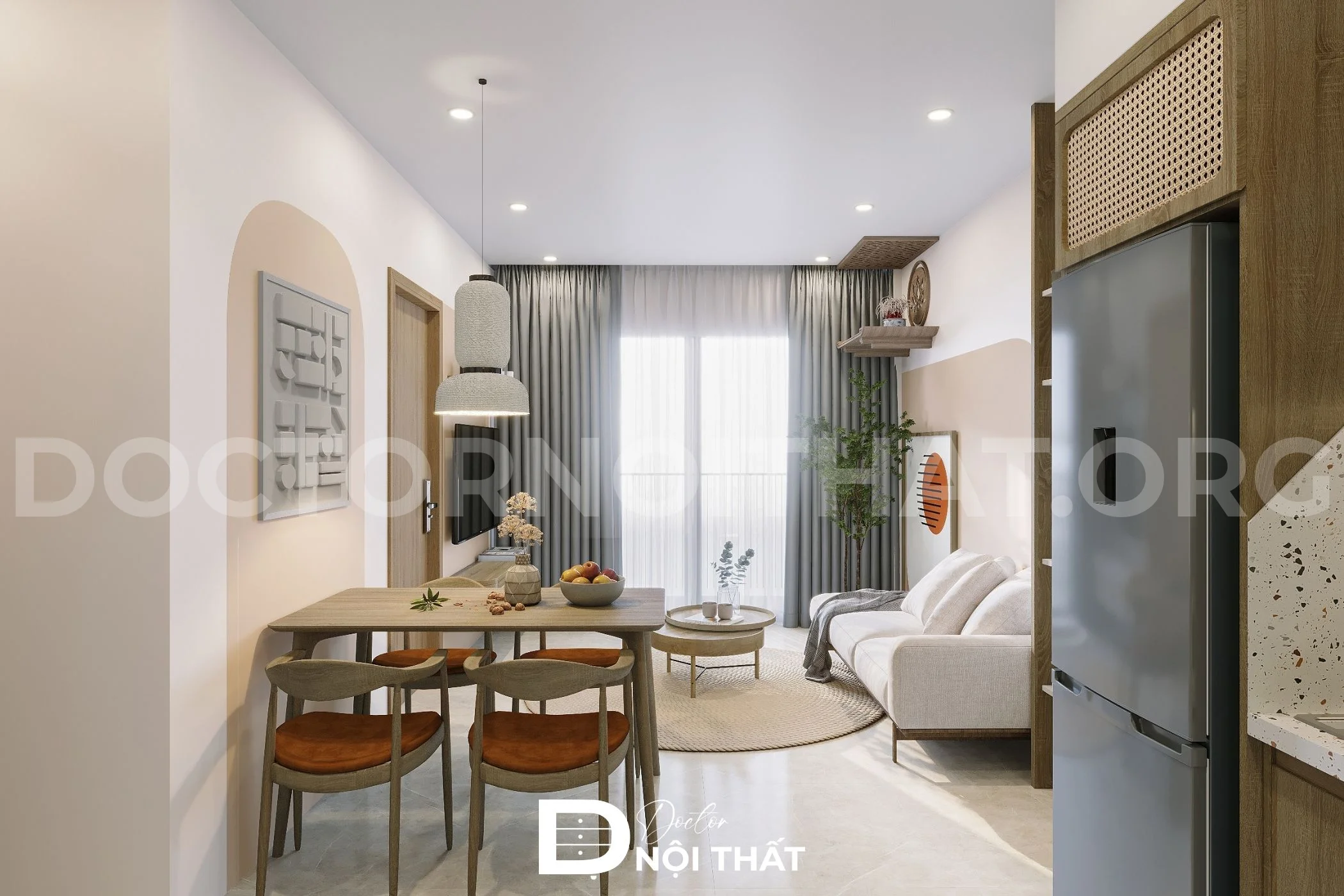 Căn hộ chung cư phong cách Wabi Sabi đơn giản cân bằng nghệ thuật