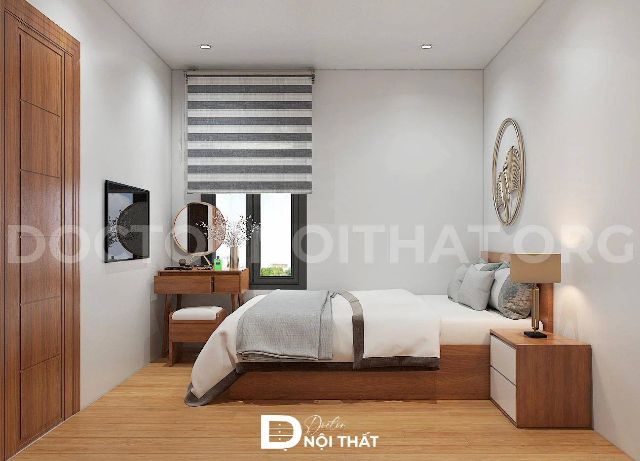 Bố trí cửa sổ kết hợp rèm cuốn giúp đón nắng gió dễ dàng, mang lại sự thông thoáng