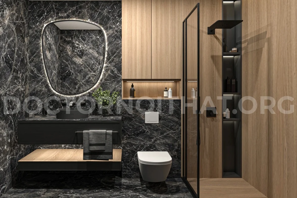 Thiết kế phòng tắm căn hộ Penthouse mang lại cảm giác sạch sẽ, rộng rãi và thư thái (Nguồn: Sưu tầm)
