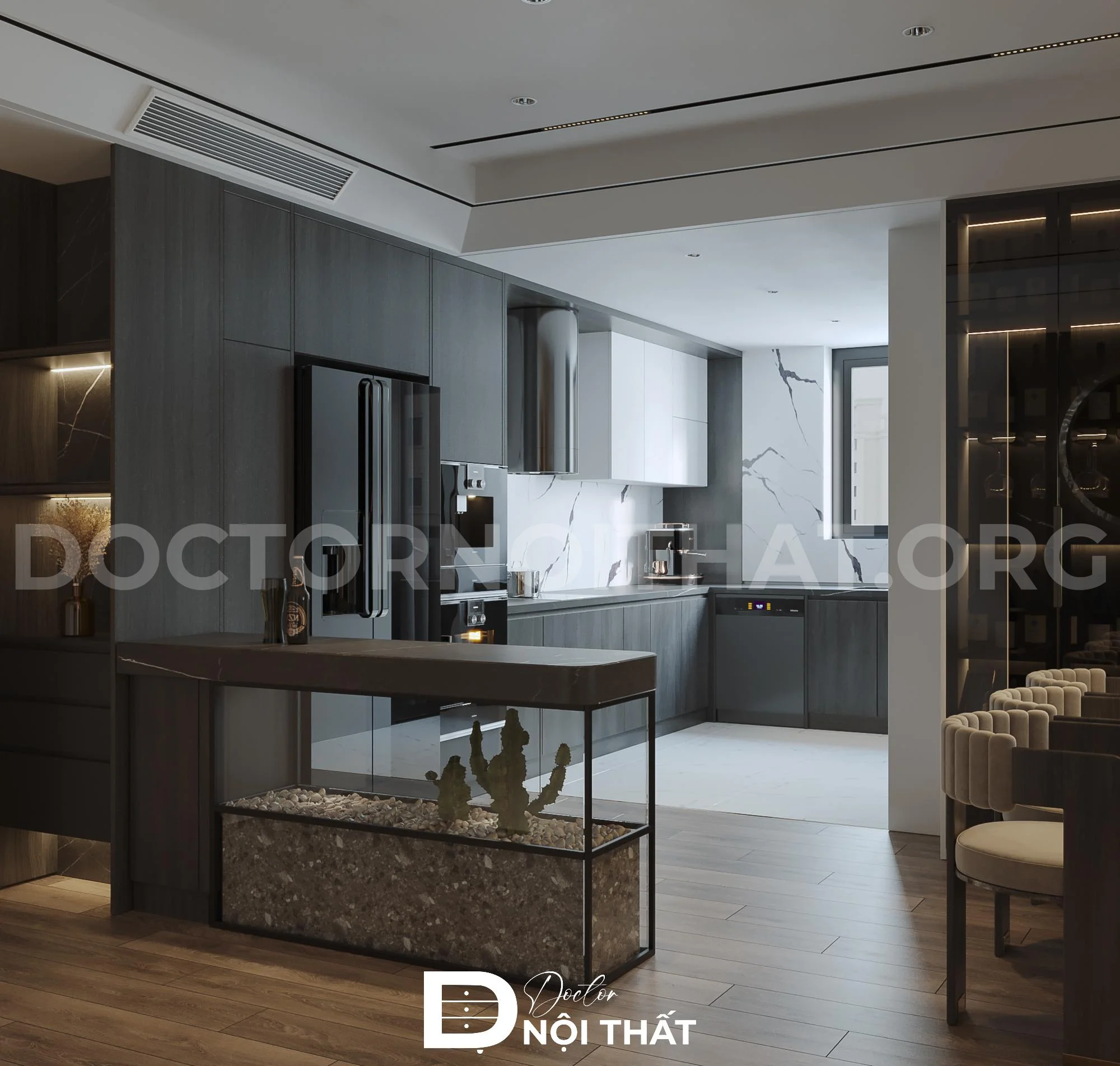 Thiết kế nội thất phòng bếp chung cư luxury cho anh Tiến - Ảnh 2