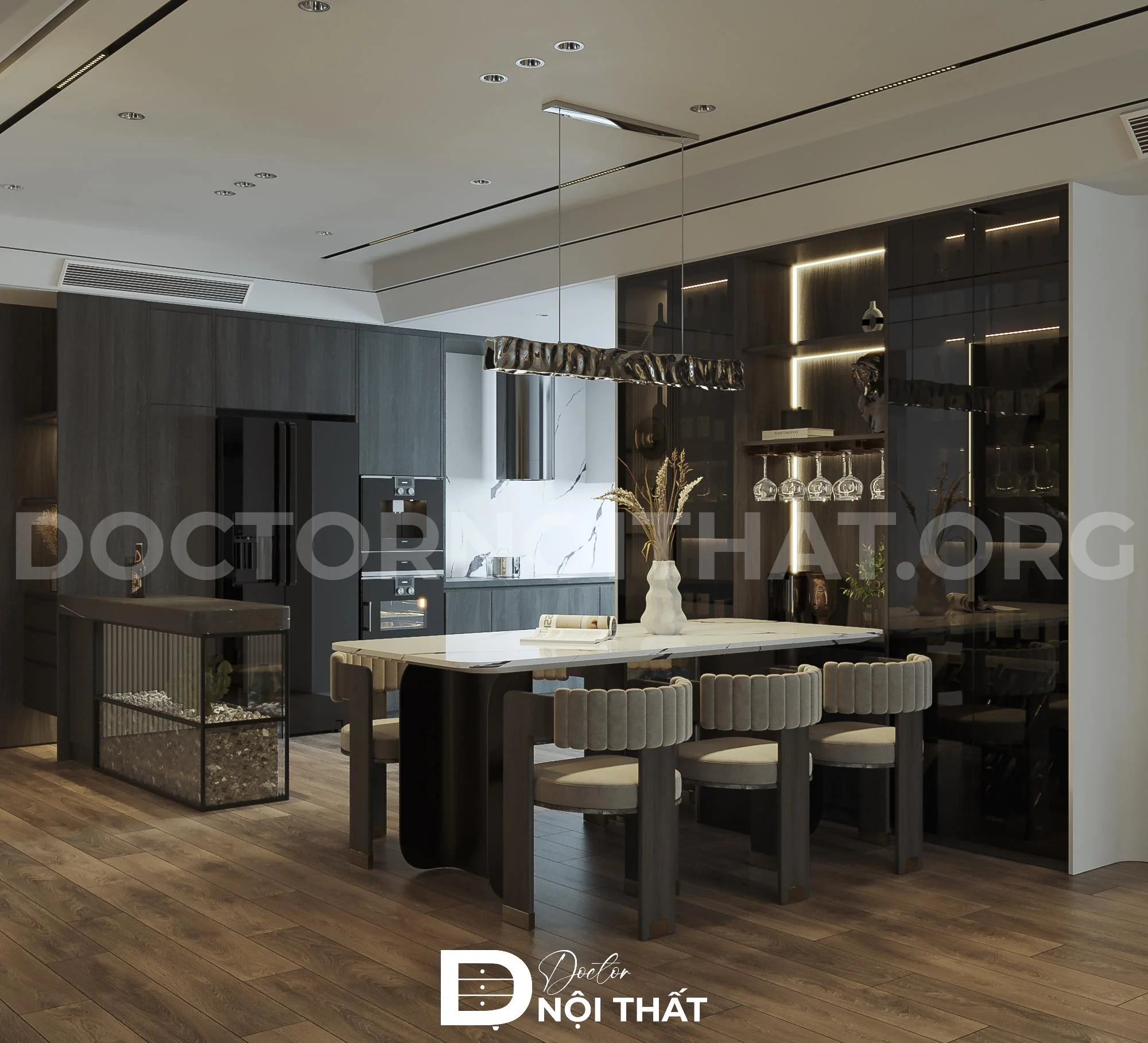 Thiết kế nội thất phòng bếp chung cư luxury cho anh Tiến - Ảnh 3