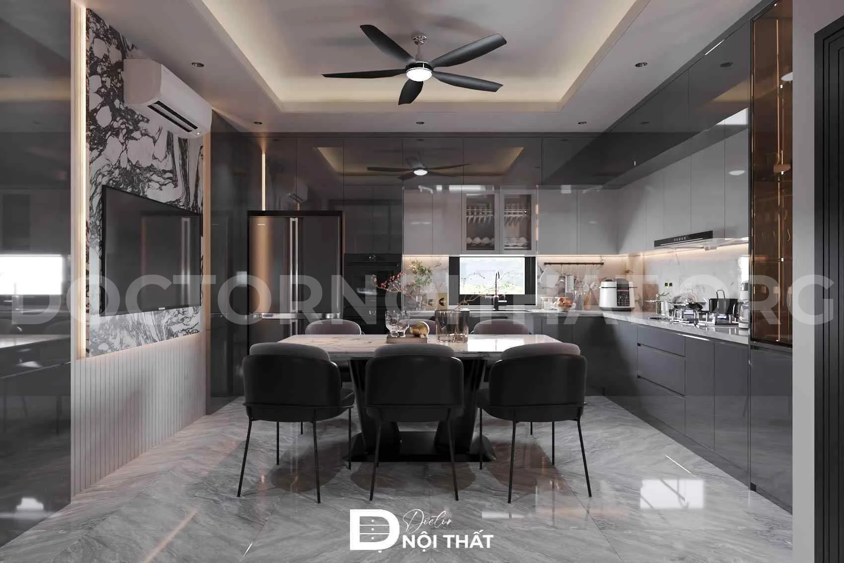 Không gian phòng bếp đẹp hiện đại trẻ trung