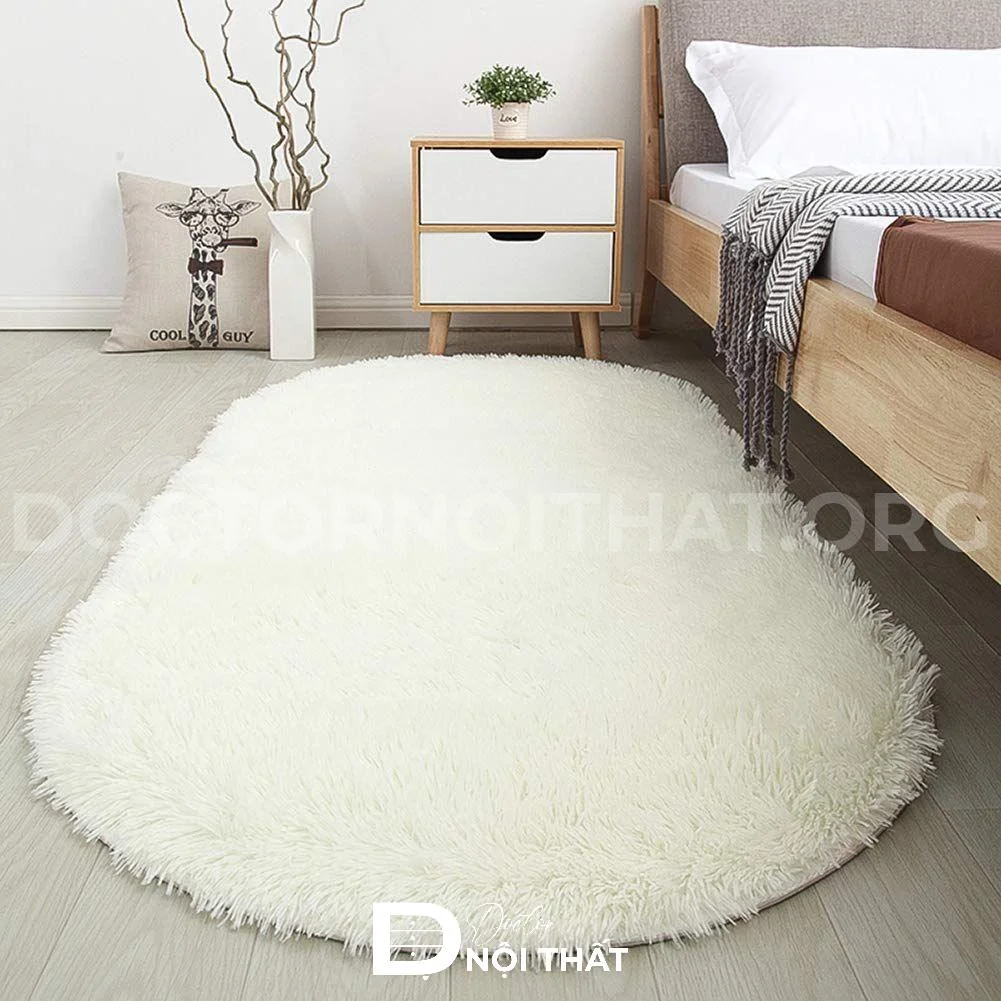 Thảm lông mềm mại giúp phòng ngủ có gu hơn