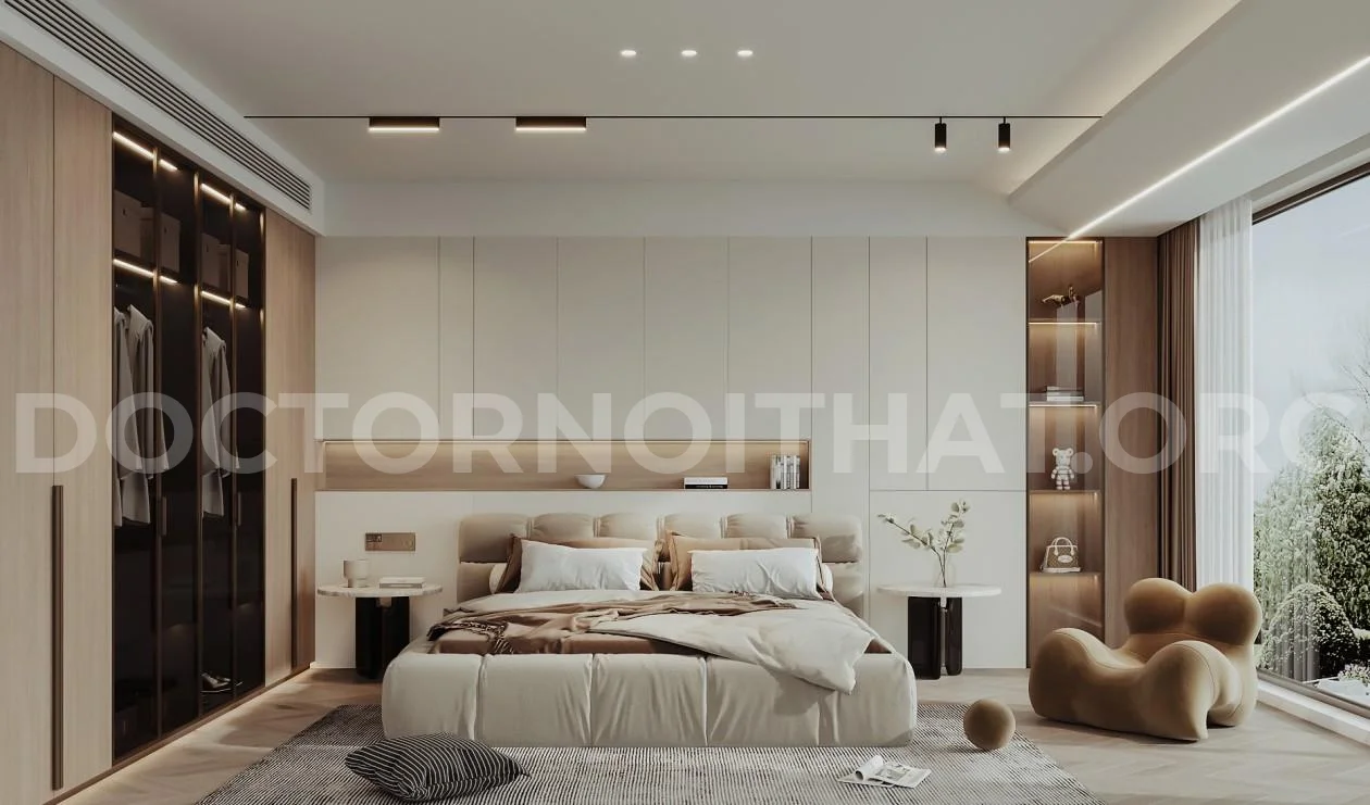 Thiết kế phòng ngủ hiện đại sử dụng nội thất đơn giản (nguồn: sưu tầm)