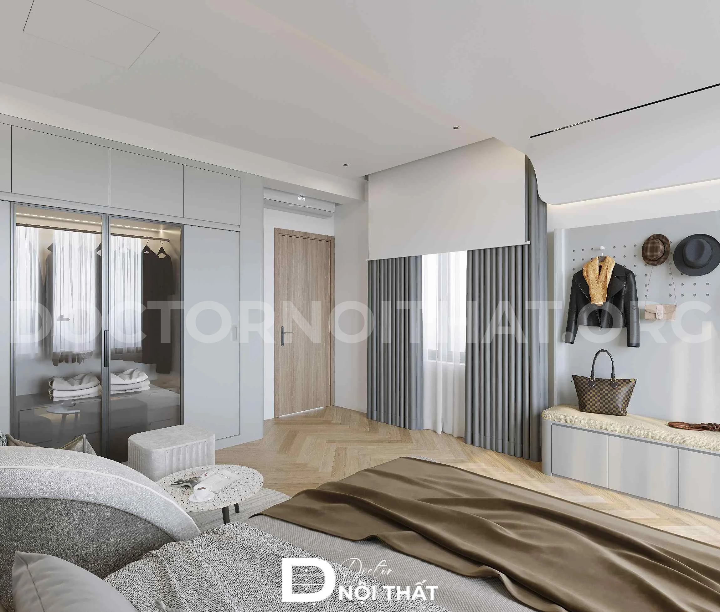 Thiết kế thi công nội thất phòng ngủ 25m2 tại Cầu Giấy - Ảnh 3