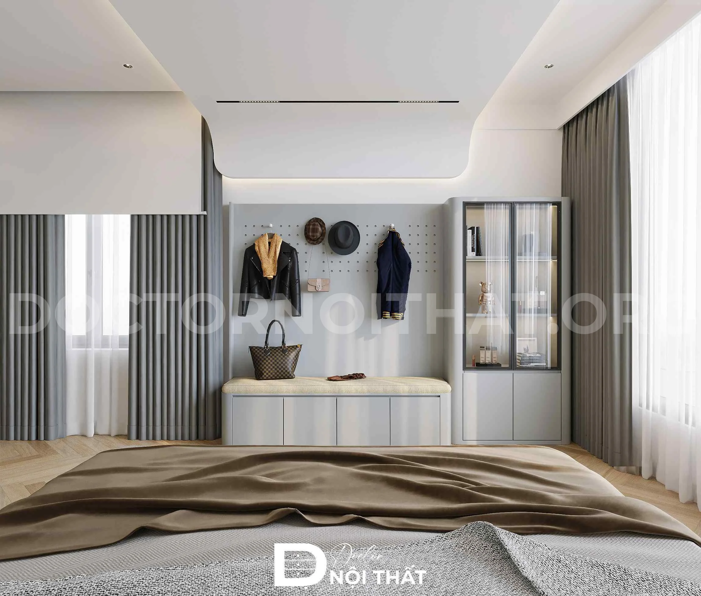 Thiết kế thi công nội thất phòng ngủ 25m2 tại Cầu Giấy - Ảnh 4